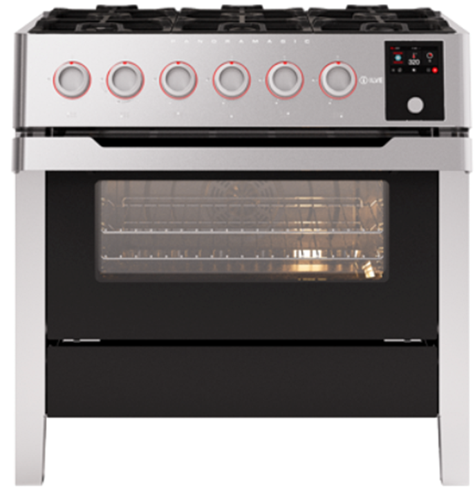 Кухонный блок 90см: эл.духовка+индукционная варочная панель ILVE PMI-09S3/SS сталь (фурн.хром)